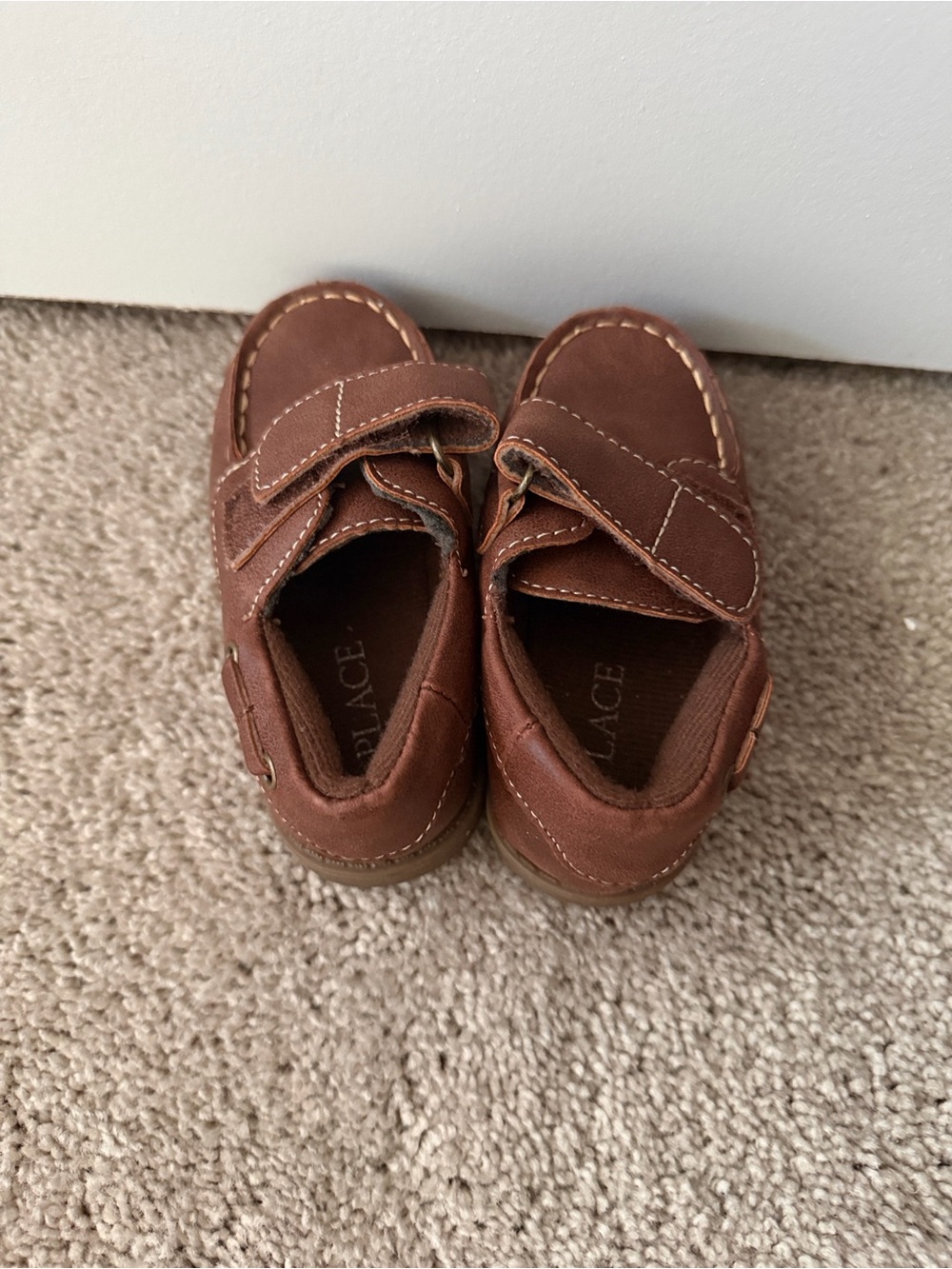 Kids Brown Moccasin-Style Velcro Slip-Ons